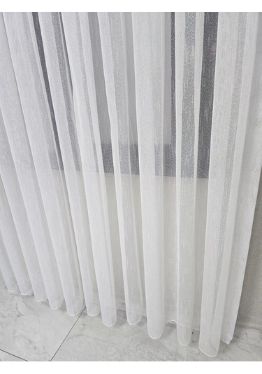 Nokta Çizgi Desenli Şık Tül Perde Ekru 1 E 3 Pileli Et5003santuk