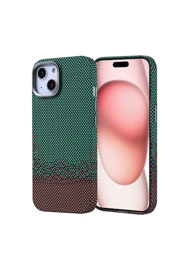 İphone 15 Uyumlu Kılıf Magsafe Şarj Özellikli Karbon Fiber Görünümlü Zore Nekst Kapak - Gold Altın