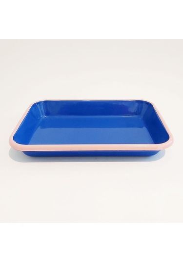 Emaye Meze Tabağı Kobalt Pembe 27 X 19 Cm Kobalt