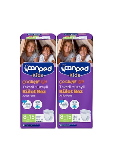 Canped Kids Çoçuklar Için Külot Bez Tekstil Yüzeyli Yaş:8 15 27 57kg 16 Adet 2pk 8