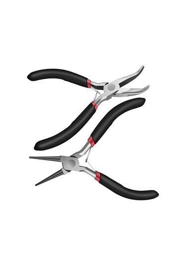 Ccgloball 2'li Paket Bükülmüş Zincirli Burun Pensesi Ve Işçiliği Ve Onarım Için Yuvarlak Burunlu Pense, Mücevher Yapımı Malzemeleri, Mücevher Pensesi