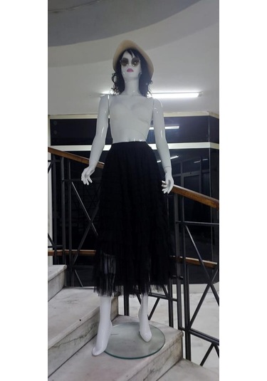 Eren Style Özel Tasarım Kabarık Tüllü Cindy Astarlı Etek 100 CM Siyah