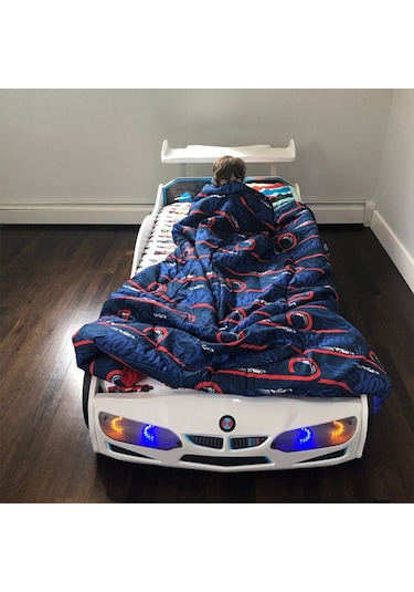 Bmw - M7 - Beyaz Arabalı Yatak Araba Karyola
