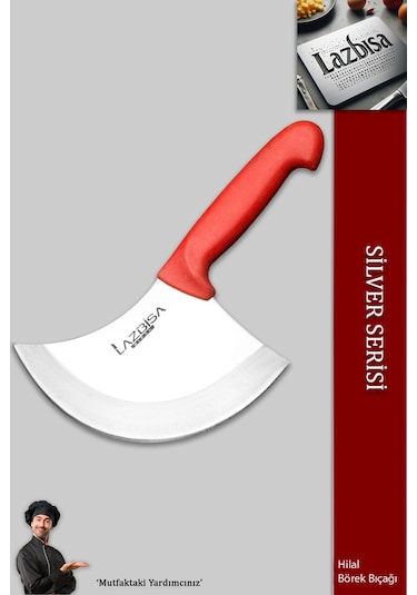 Lazbisa MFT-524 Silver Serisi Pide Börek Bıçağı Mutfak Bıçak Pizza Bıçak Kırmızı