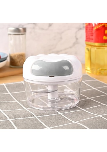 1 Adet Mini Mutfak Pratik Sarımsak İtici Ev Tipi Manuel Doğrama Sarımsak Acı Biber Doğrayıcı Gri