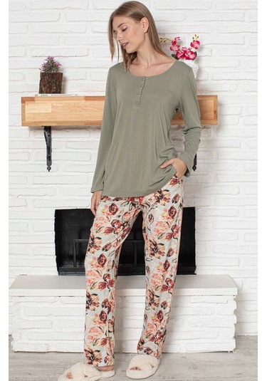 Limissi Viskon Pijama Takımı Haki