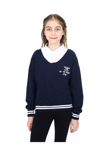 Toontoy Kız Çocuk Okul Sweatshirt Lacivert