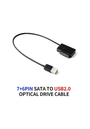 Besthome1 Dışarıdaki Laptoptan Optik Sürücü Kablosu Msata-sata 7+6pin Usb2.0'a Dönüştürücü 480mb/s Siyah 35cm