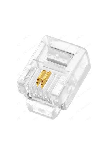 6P2C RJ11 2 Pinli Konnektör - RJ11 Jack - Telefon Kablo Uc 100 Ad