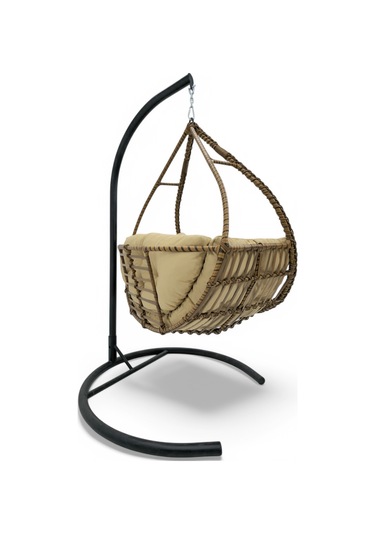 Wellagarden Selge Tekli Rattan Salıncak Kahve