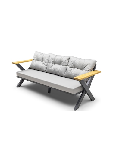 Ramada Bahçe ve Balkon Mobilyası Takımı (3+1+1+Masa+2 Puf) Gri