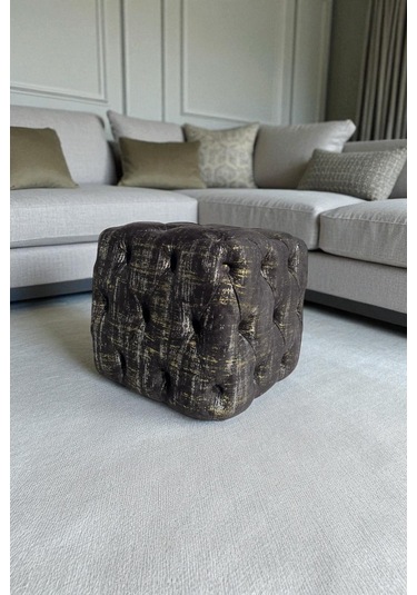 Best İthal Kadife Kumaş Küp Puf - Modern Ve Şık Oturma & Dekoratif Kullanım Siyah