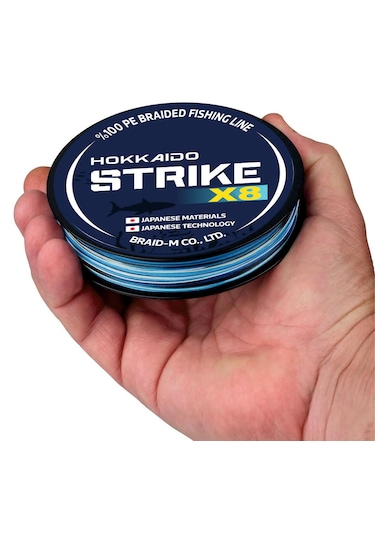 Hokkaido Strike Blue Camo 8 Katlı 0.40.-mm 150-metre Örgü Misina