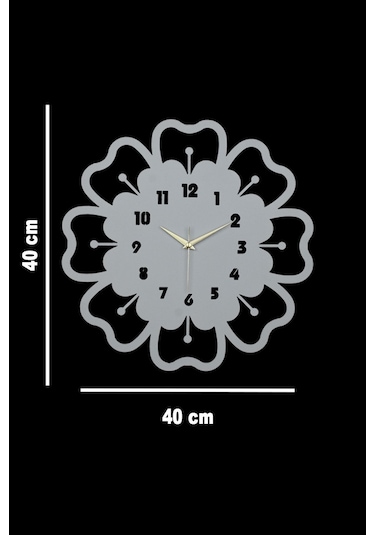 Mercan Model Metal Lazer Kesim Akar Sessiz Mekanizmalı Duvar Saati 40 40 Cm -m021 Beyaz