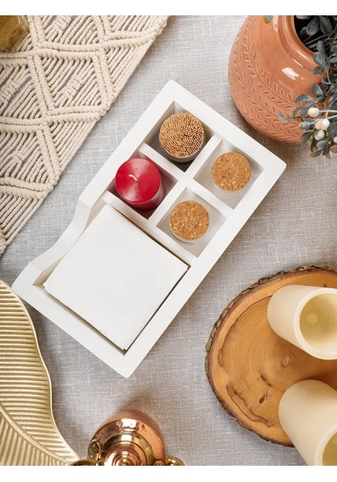 Oktaur Büyük Ahşap Masa Peçetelik 451687092 Beyaz