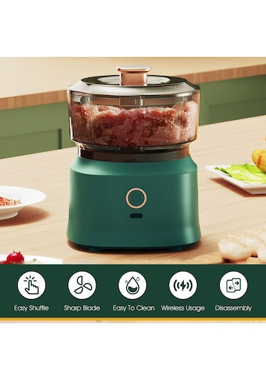 Cbtx Jrq-01 Ev Kablosuz Elektrikli Kıyma Makinesi Mutfak Sarımsak Doğrama Makinesi, Boyut: Çift Tıklama Yeşil