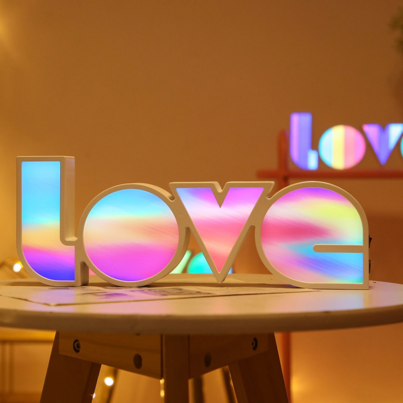 Hombey Renkli Sürekli Aydınlatma Led Aşk Harf Lambası - Usb Ve Pil İle Çalışır, Ev Dekorasyonu, Nikah, Seçilim İçin Diğer