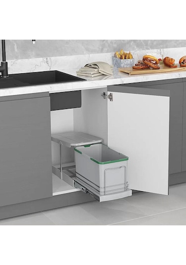Starax Raylı Plastik Gövde Çöp Kovası 16 Lt. S-2573-G. Gri