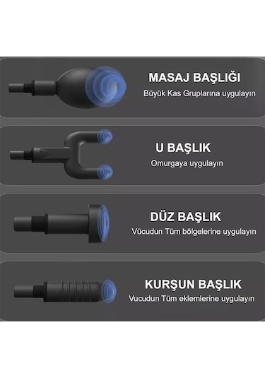 Defne Star Darbeli Titreşimli Şarjlı Masaj Tabancası Siyah