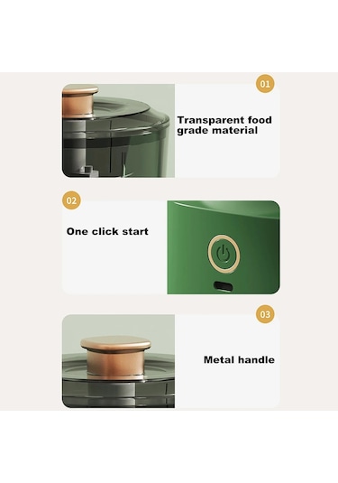 Cbtx Jrq-01 Ev Kablosuz Elektrikli Kıyma Makinesi Mutfak Sarımsak Doğrama Makinesi, Boyut: Çift Tıklama Yeşil