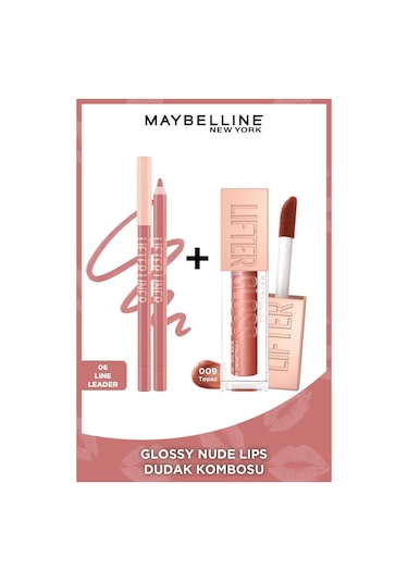 Maybelline New York Glossy Lifter Liner Dudak Kalemi 06 Line Leader + Lifter Gloss 009 Topaz