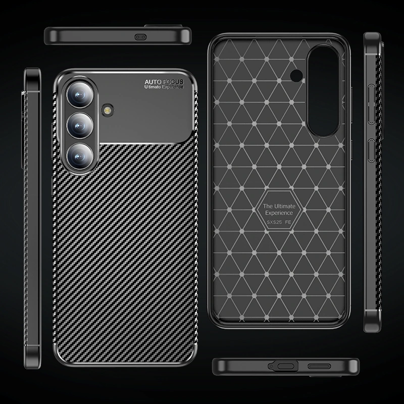 Galaxy S25 Fe Kılıf Negro Karbon Tasarım Silikon Kılıf Siyah