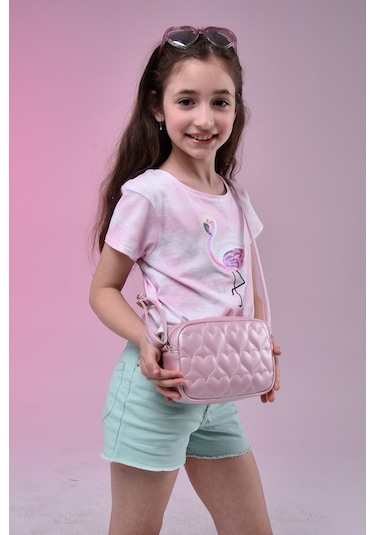 İcone Bag Icone Çocuk Kalp Kapitone Detaylı Omuz Çantası Pudra