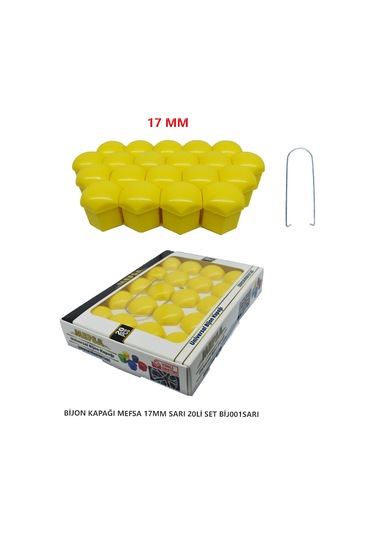 Bijon Kapağı Düz 17 Mm Sarı 20 Li Set