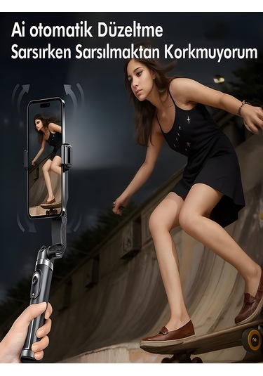 Uzaktan Kumandalı 101cm Led Işıklı Al Tripod Yapay Zeka Destekli Titreşim Engelli Gimbal