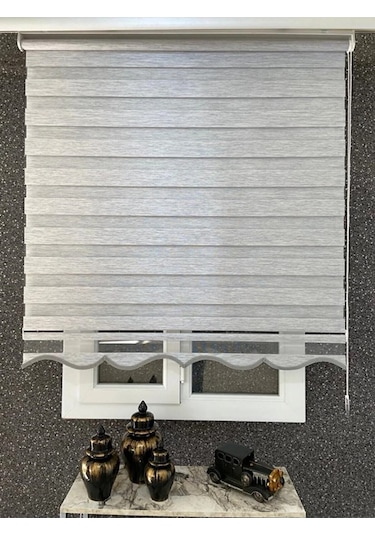 Ithal Bambu Gri Zebra Stor Perde Etek Dilimli Alüminyum Kasa Etek Dilimi  Grii 10 x 10