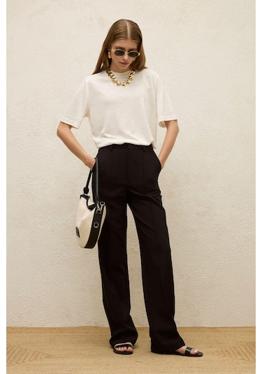 Manuka Önden Dikişli Straıght Pantolon Siyah