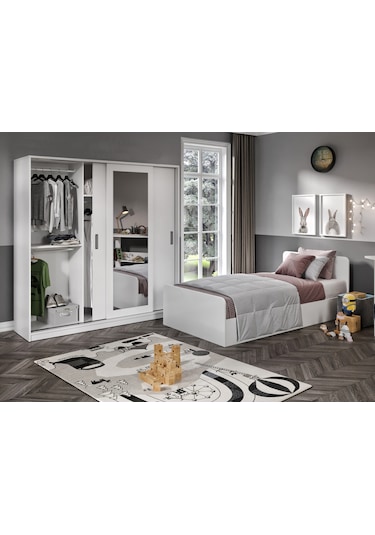 Kznhome Anemon 3 Parçalı Tek Kişilik Mdf Genç Odası Takımı - Tamamı 1. Ka
