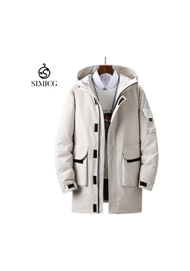 Yeni Kışlık Düz Renk Orta Boy Dolgulu Ceket - Beyaz Beyaz