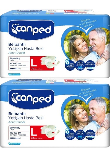 Canped Hasta Bezi Yetişkin Bel Bantlı Polietilen L-Büyük Boy 60 A