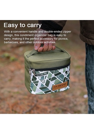 Tongxida 7 Parça Baharat Saklama Seti - 3 Plastik Şişe + 4 Cam Kavanoz - Taşınabilir Oxford Kumaş Çanta Yeşil Yeşil