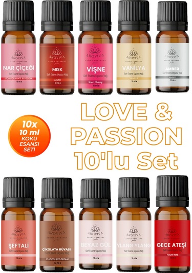 Love & Passion 10'lu Set Oda Kokusu Esansı - Aşk Kokusu 10x10ml Çiçek - Meyve