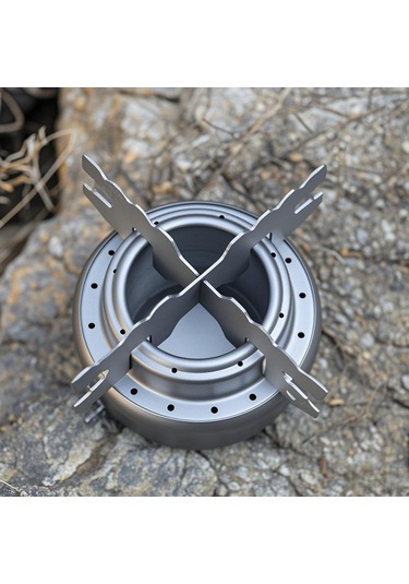 Reedark Lixada Titan Alkollü Ocak + Ayak + Sönümleme Kapağı - Ultra Hafif, Taşınabilir, Kamp Ve Piknik İçin Gümüş