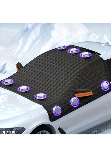 Elmpaly Siyah,238.0 148.01cm Manyetik Araba Örtüsü Ultraviyole Kar Tozu Korumalı Kalın Kışlık Don Örtüsü İç Ve Dış Mekan Kullanımı