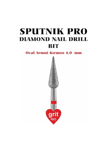 Elmas Oval Armut Freze Kırmızı Çap 4,0mm