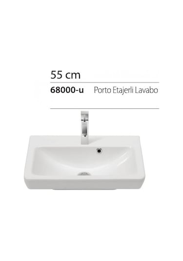 Turkuaz Seramik Cerastyle Porto Dar Lavabo 55CM Sifonsuz