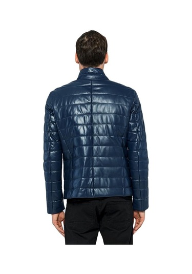 Basics&more Erkek Şişme Hakiki Deri Ceket - 8488 001