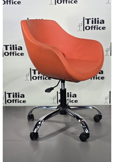 Monaco Çalışma Kesim Koltuğu Yonca Tekerlekli Krom Ayak Turuncu