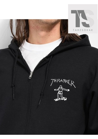 Tarzsokak Trasher Skate Sweatshirt Fermuarlı Hırka Siyah Siyah