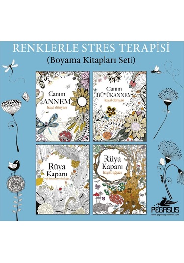 Renklerle Stres Terapisi - Boyama Kitapları Takım Set 4 Kitap