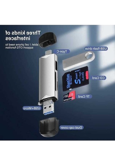 Novahub 6'in 1 Arada Usb 3.0 Kart Okuyucu U Disk Type-c/usb/tf/sd Harici Depolama Çubuğu Jaster Silver