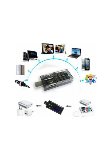 Wozlo N11.4047 Usb Voltmetre Ampermetre Usb Akım Ölçer Çift Usb Çıkışlı