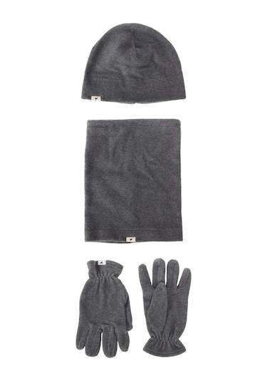 AC&Co / Altınyıldız Classics Erkek Antrasit-melanj Anti-pilling Sıcak Tutan Su Itici Polar Bere Boyunluk Eldiven Set