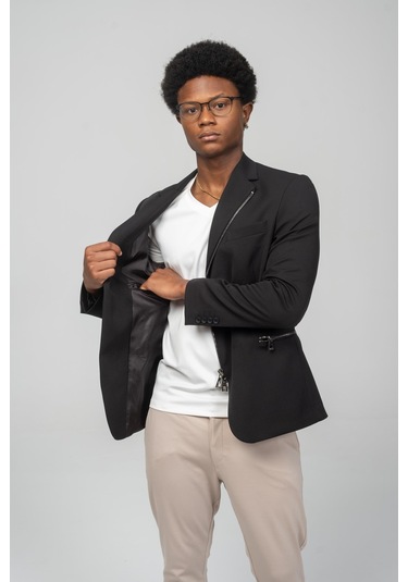 Cekmon Erkek Çift Yönlü Açılır Fermuarlı Rahat Ceket Beyaz