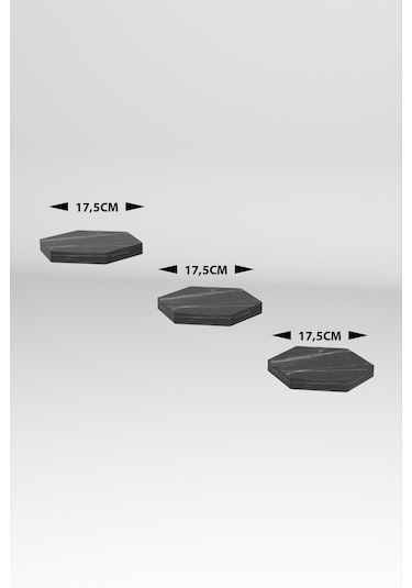 Duvar Rafı Dekoratif 3 Adet Çiçeklik Altıgen Beyaz