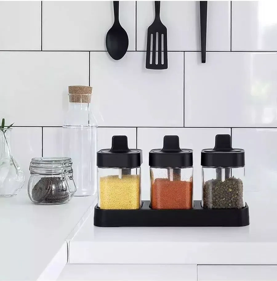 Haritosh Vse Dla Vas Baharatlar Ve Dökme Ürünler İçin Saklama Kavanozları Seti 304769003 Siyah